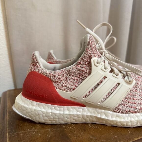 EUC adidas‎ Ultra Boost 4.0 Chalk White Active Red Womans 6 DB3209 Shoes Running - Picture 2 of 15